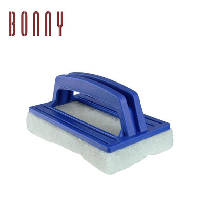 Hand-Held Swimming Pool Wall and Floor Scrubber Pad Brush with Molded Handle